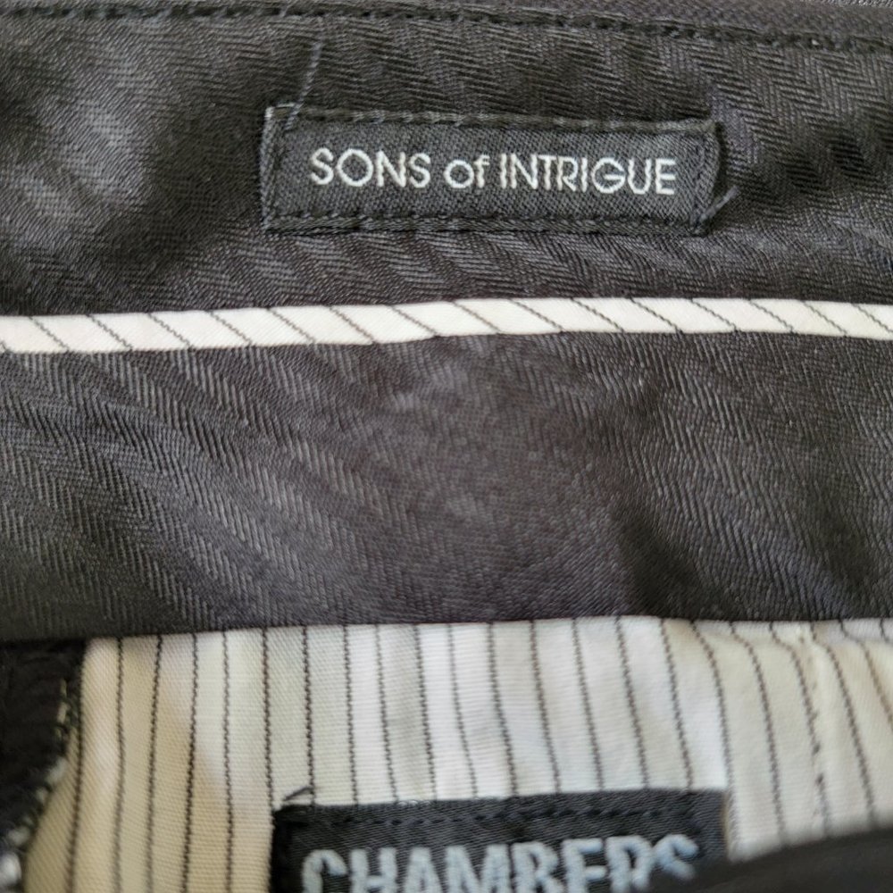 Sons of Intrigue Mens Chambers Dress Pants Straight Fit Pinstripe Black 33x30 - Picture 5 of 12